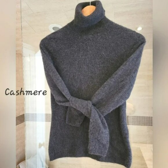 True Character Cashmere Turtleneck Sweater in Gray - Picture 1 of 5